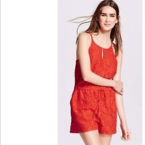 Mossimo Supply Co. Red Lace Romper